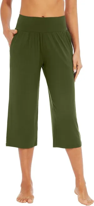 WiWi Viscose from Bamboo Soft Capri Yoga Loose Pants for Women High Waisted Comfy Pjs Capris Lounge Pajama Bottoms S-XXL