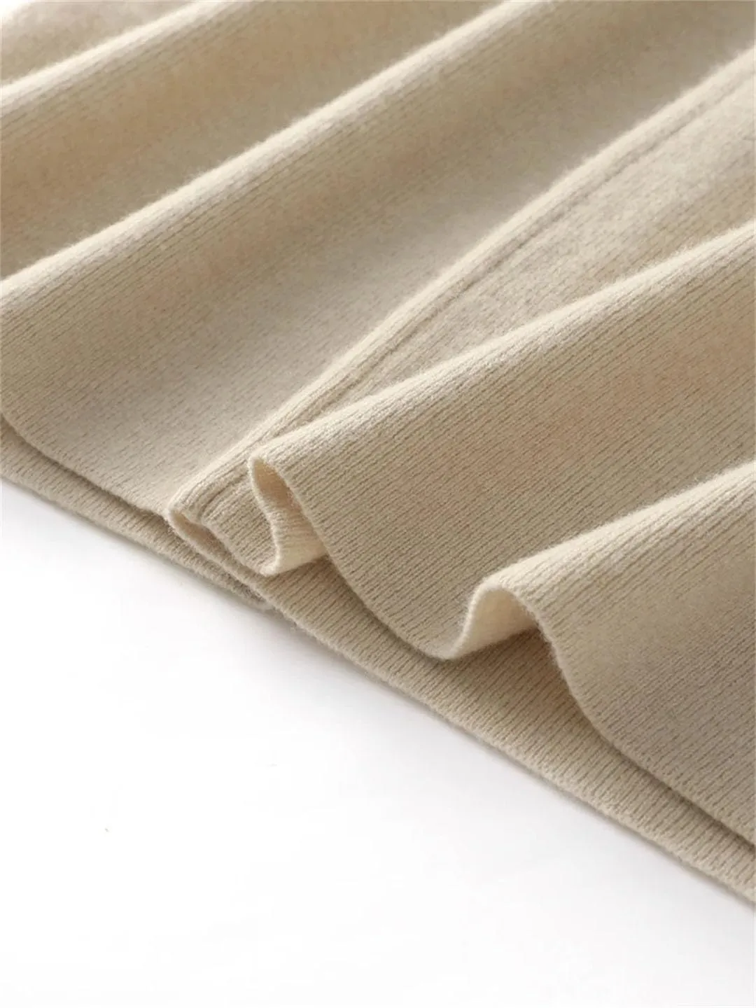 Women 100 Percent Merino Wool Knitted Trousers Winter Warm Wide Leg Pants Solid Color with Pocket High Waist Pants