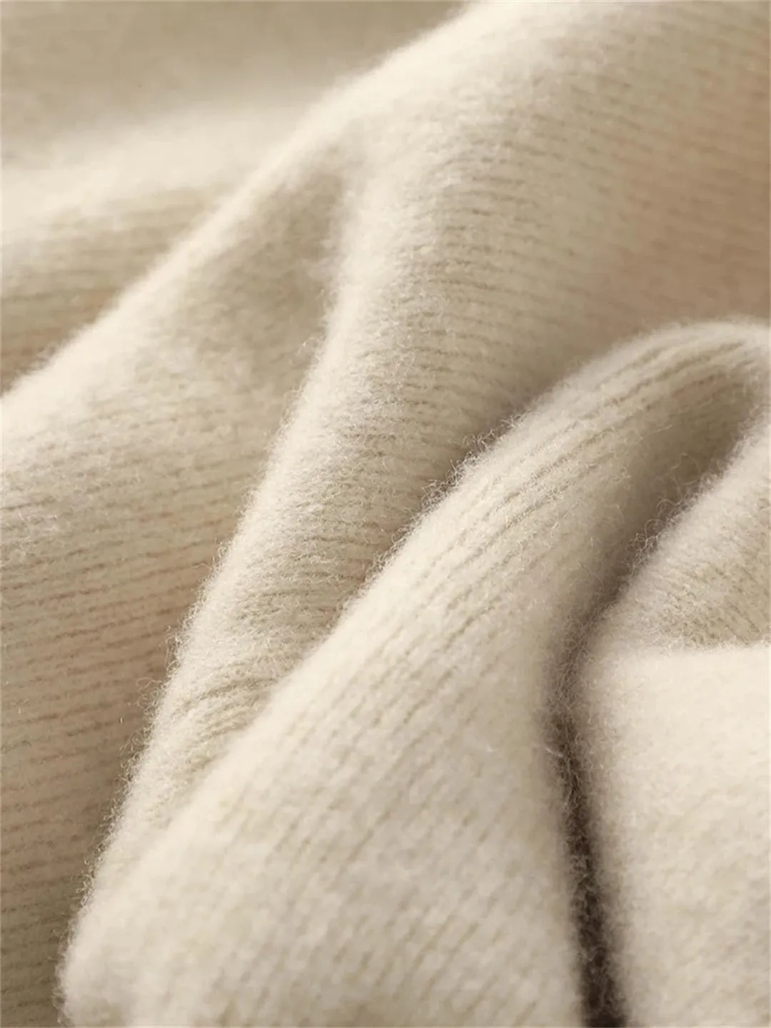Women 100 Percent Merino Wool Knitted Trousers Winter Warm Wide Leg Pants Solid Color with Pocket High Waist Pants
