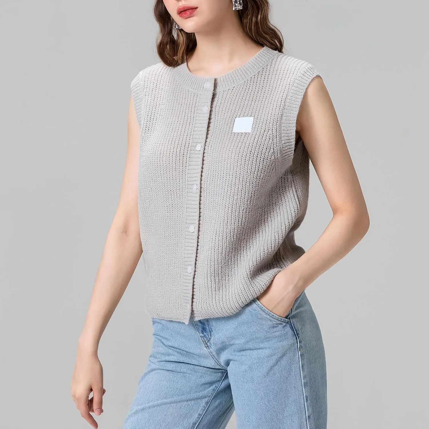 Women Button Down Going Out Trendy Tops Slim Fit Sleeveless Knitted Ribbed Sexy Vest Shirt Y2K Tank Tops