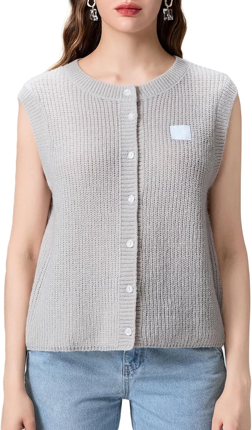 Women Button Down Going Out Trendy Tops Slim Fit Sleeveless Knitted Ribbed Sexy Vest Shirt Y2K Tank Tops