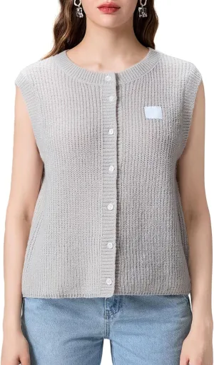 Women Button Down Going Out Trendy Tops Slim Fit Sleeveless Knitted Ribbed Sexy Vest Shirt Y2K Tank Tops