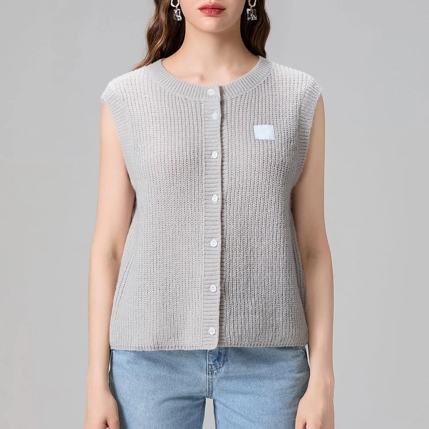 Women Button Down Going Out Trendy Tops Slim Fit Sleeveless Knitted Ribbed Sexy Vest Shirt Y2K Tank Tops