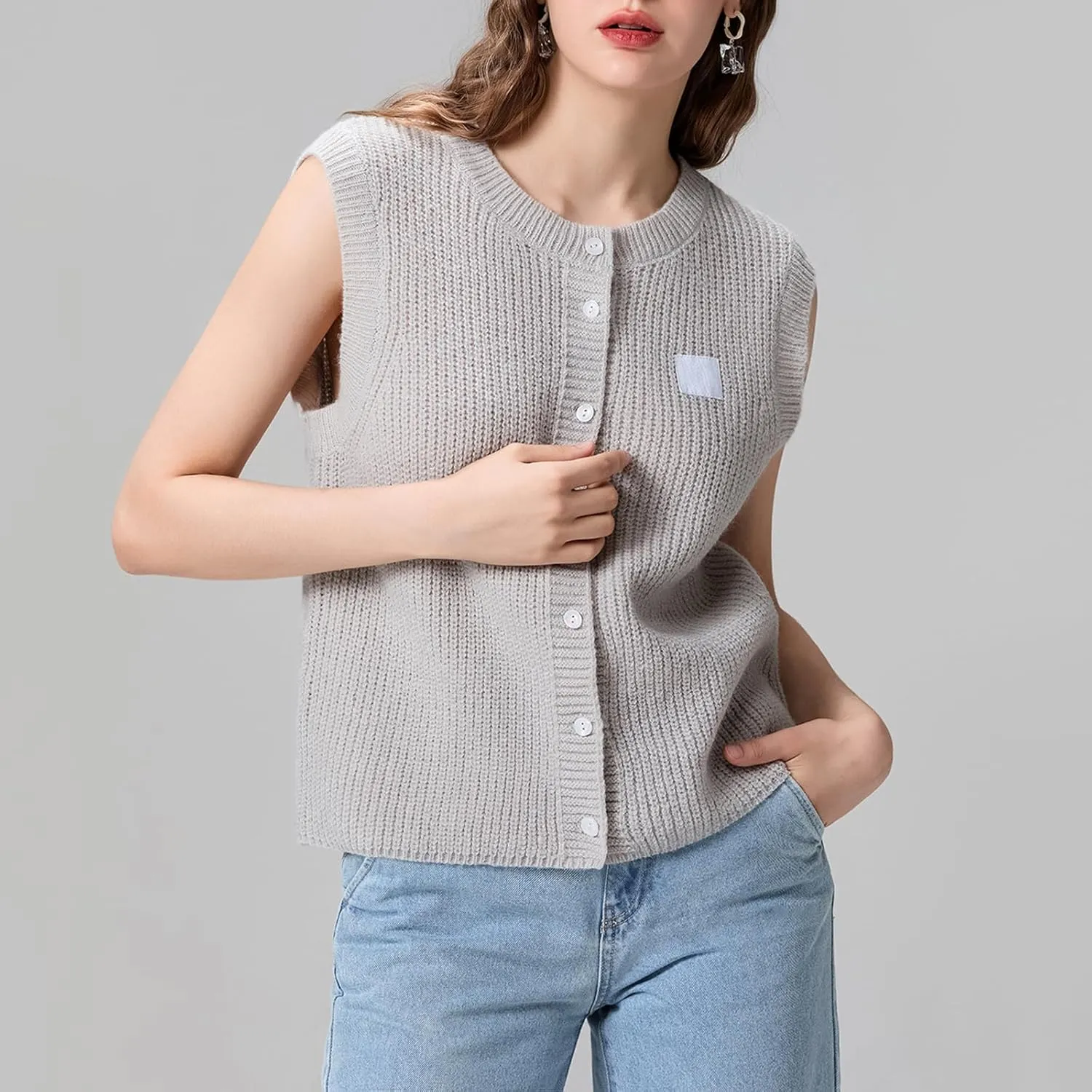 Women Button Down Going Out Trendy Tops Slim Fit Sleeveless Knitted Ribbed Sexy Vest Shirt Y2K Tank Tops