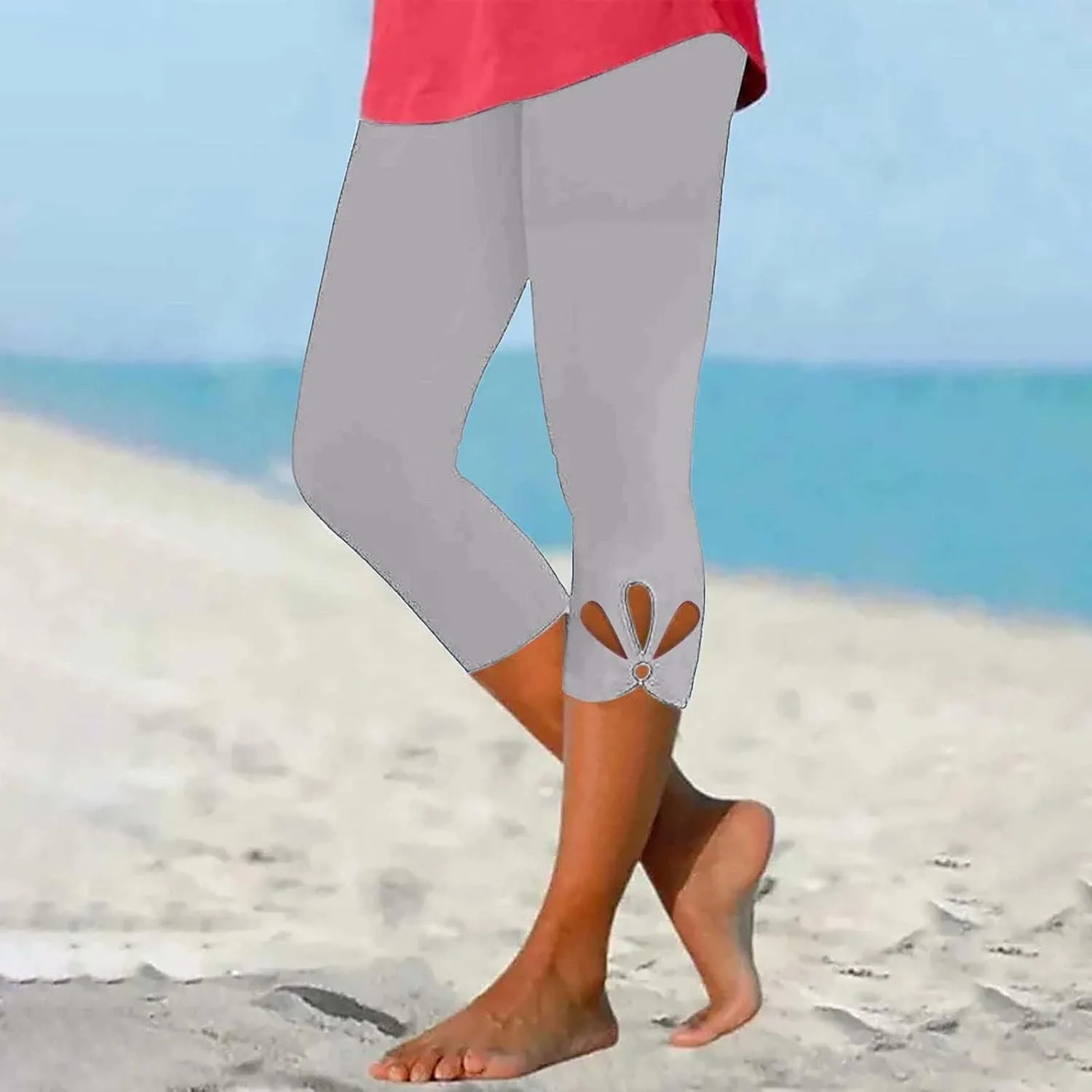 Women Capri Leggings 2025 Dressy Casual Summer Capris Comfy Knee Length Crop Pants Trendy Workout Compression Pants