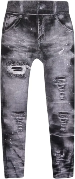 Women Denim Print Leggings Elastic High Waist Soft Yoga Pants Fake Jeans Seamless Gym Pant Butt Lifting Trousers