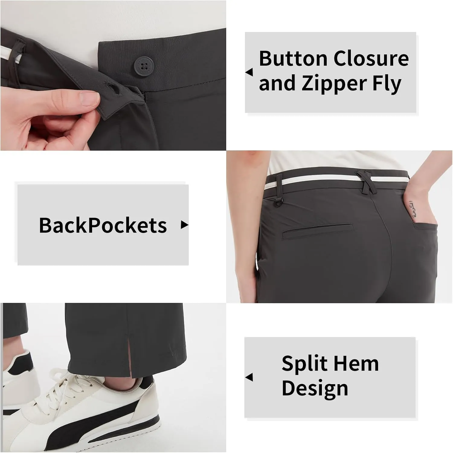 Women Golf Pants with Pockets Spring Summer 4-Way Stretch Lightweight Quick Dry Casual Pants Athletic UPF 50 