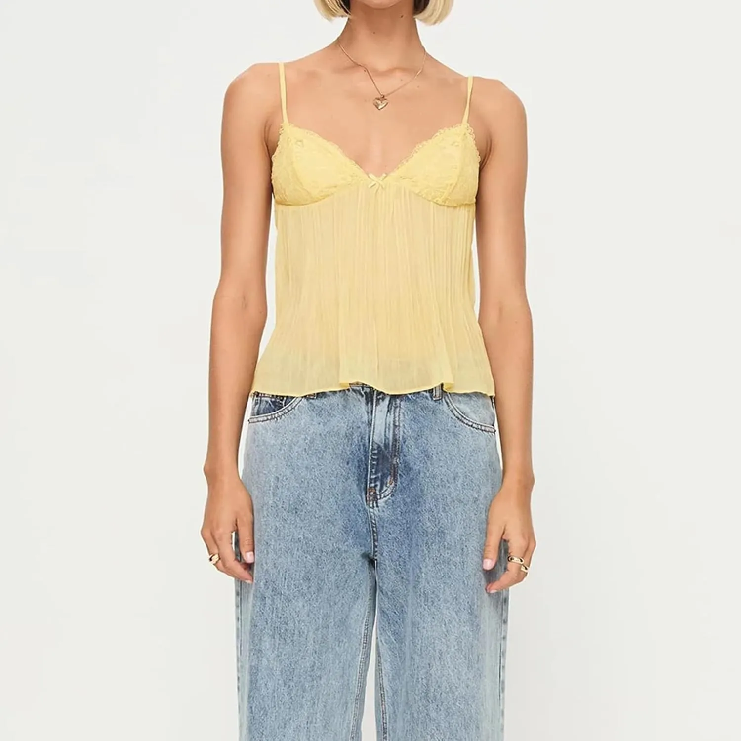 Women Lace Trim Spaghetti Strap Camisoles Summer V Neck Crop Tops Y2k Sleeveless Backless Sling Tank Tops