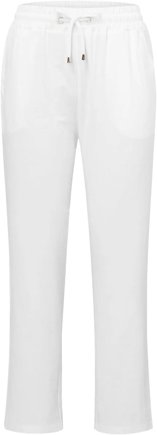 Women Linen Pants Casual Slim High Elastic Waist Color Sports and Linen Pants Summer Outfits for Women