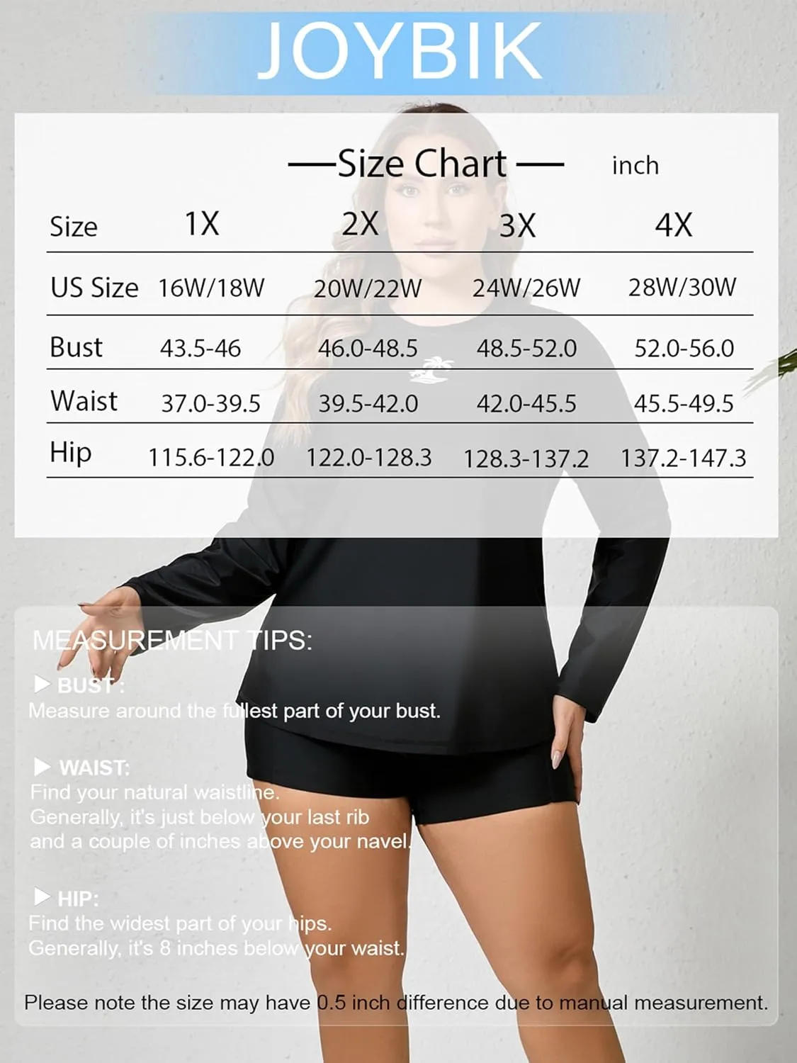 Women Plus Size Two Piece Long Sleeve Rash Guard Sets Built in Bra Swim Shirt Top and Shorts with Pockets UPF50 