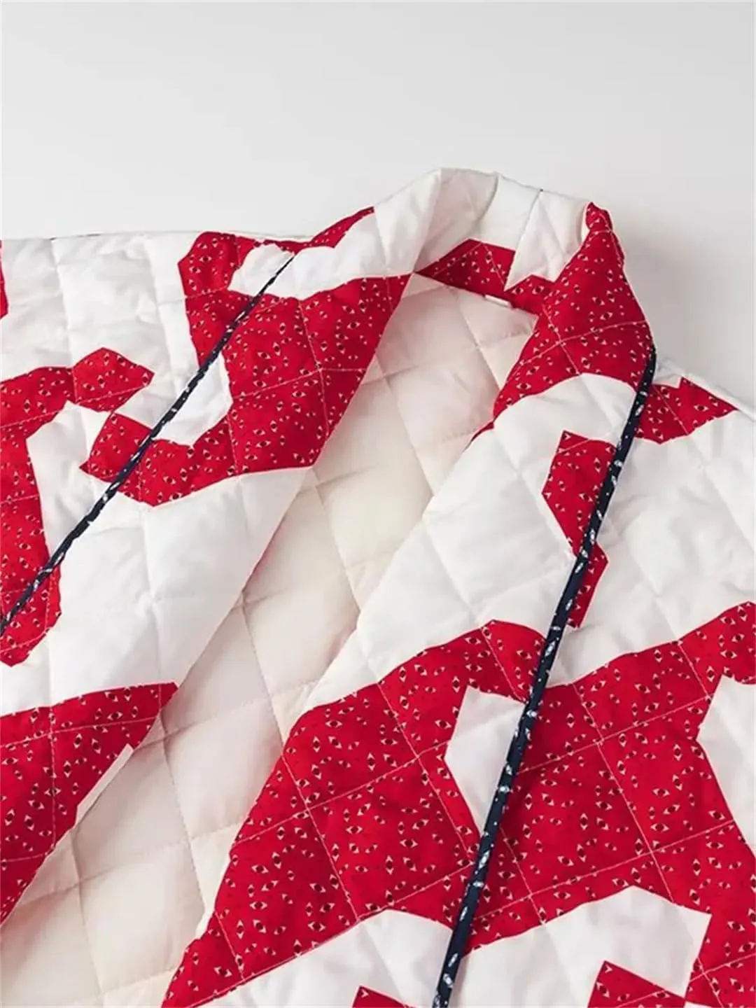 Women Print Parkas Shawl Collar Open Front Oversize Quilted Cotton Padded Jacket Loose Coat