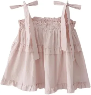 Women Solid Sleeveless Loose Camisole Preppy Casual Retro Hot Girls Pleated Vests Tops