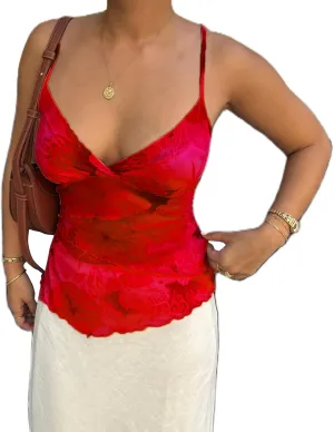 Women Y2k Floral Print Cami Tank Top Spaghetti Strap Slim Fit Crop Camisole Summer Casual Sleeveless Going Out Shirts