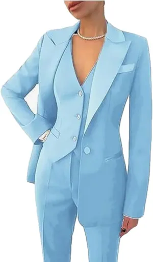 Women's 3 Piece Office Work Suit Blazer Vest Pants Business Outfits Pants Suit Set Prom Party Suit