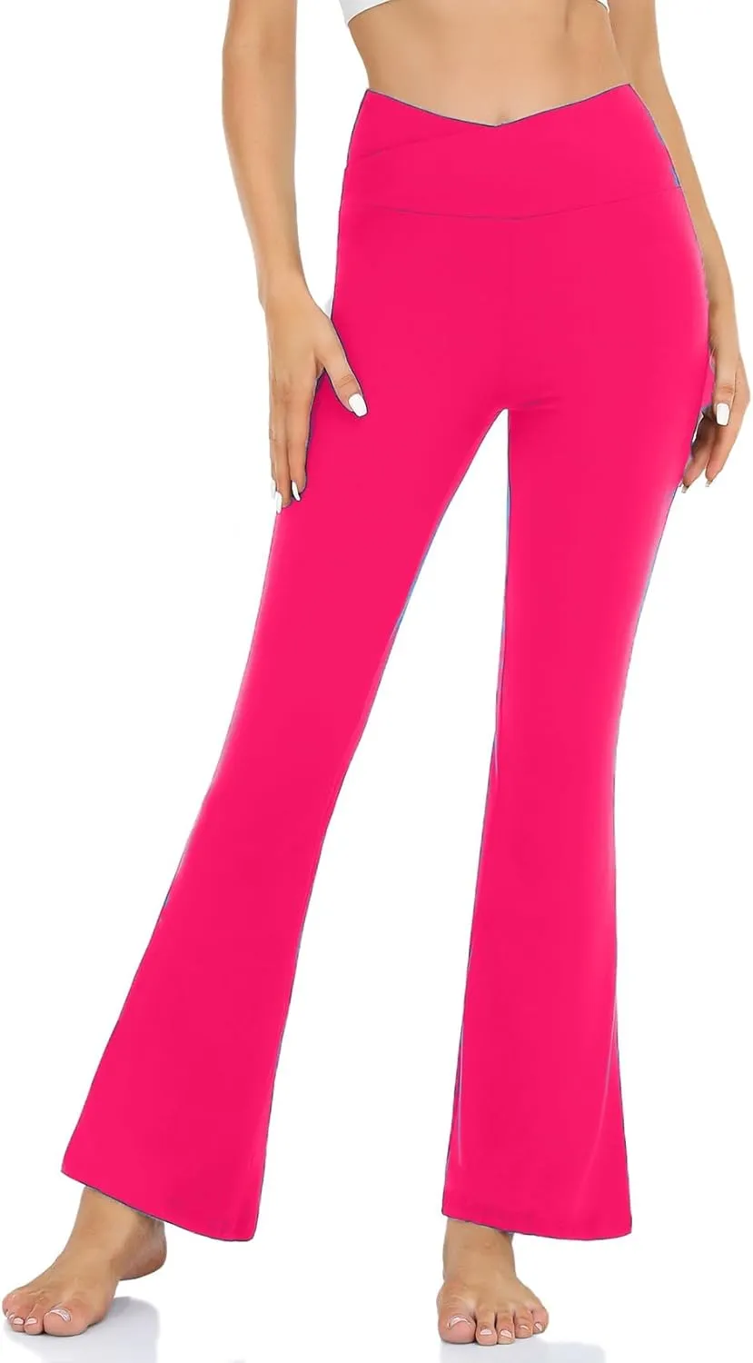 Womens Bootcut Yoga Pants Tummy Control Flare Leggings High Waist Crossover Lounge Bell Bottom Jazz Dress Baseball Pants