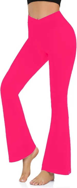 Womens Bootcut Yoga Pants Tummy Control Flare Leggings High Waist Crossover Lounge Bell Bottom Jazz Dress Baseball Pants