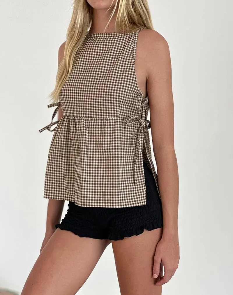 Women's Camisole Summer Tie Strap Tank Tops Y2k Solid Plaid Side Ties Sleeveless Tops Floral Embroidered Vest Top
