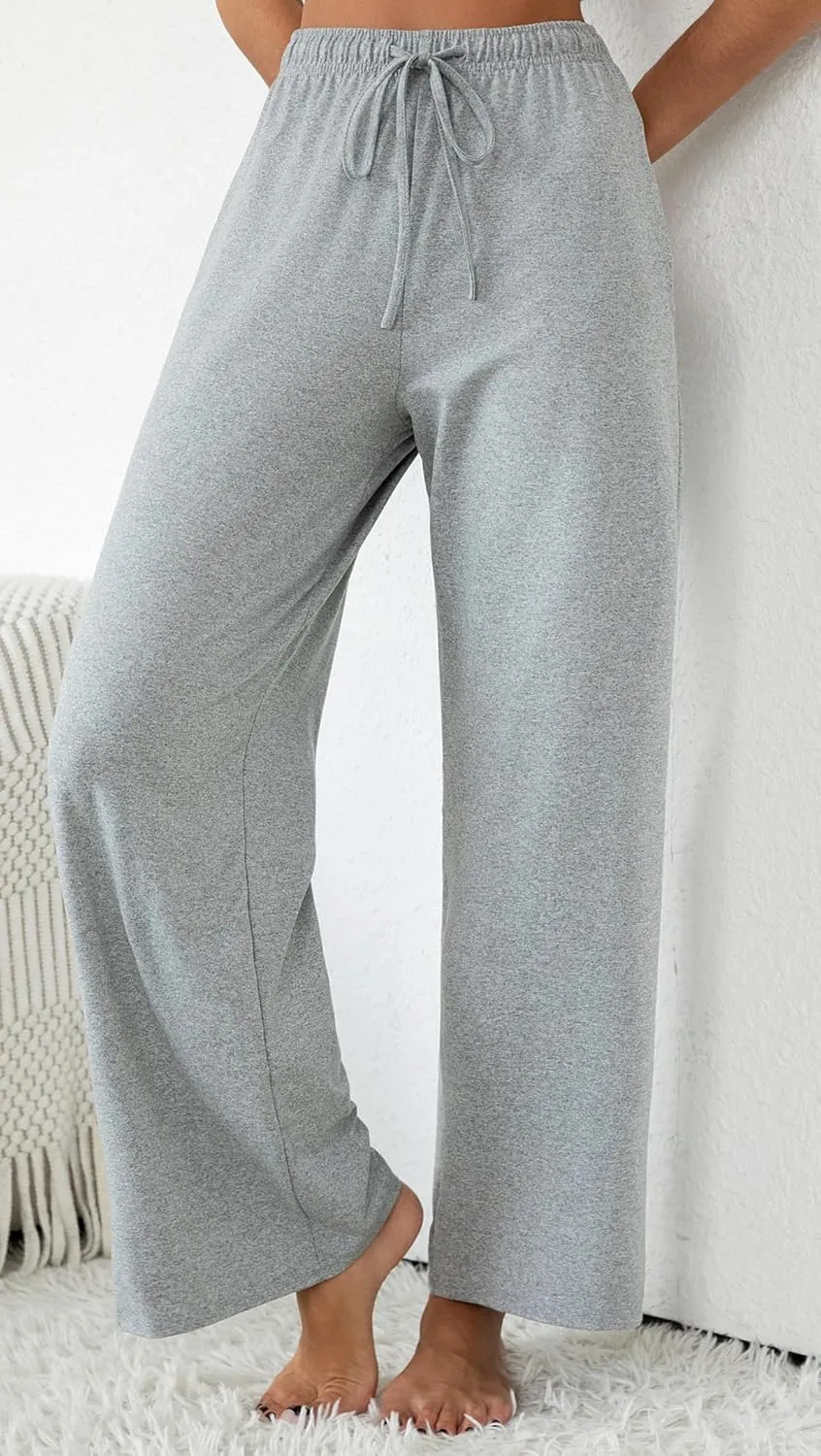 Womens Comfy Lounge Pants Loose Yoga Pant Drawstring Soft Pajama Pants with Pockets Regular and Plus Size