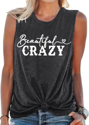 Womens Country Music Tank Tops Beautiful Crazy Shirts Girls Country Life Sleeveless Tops