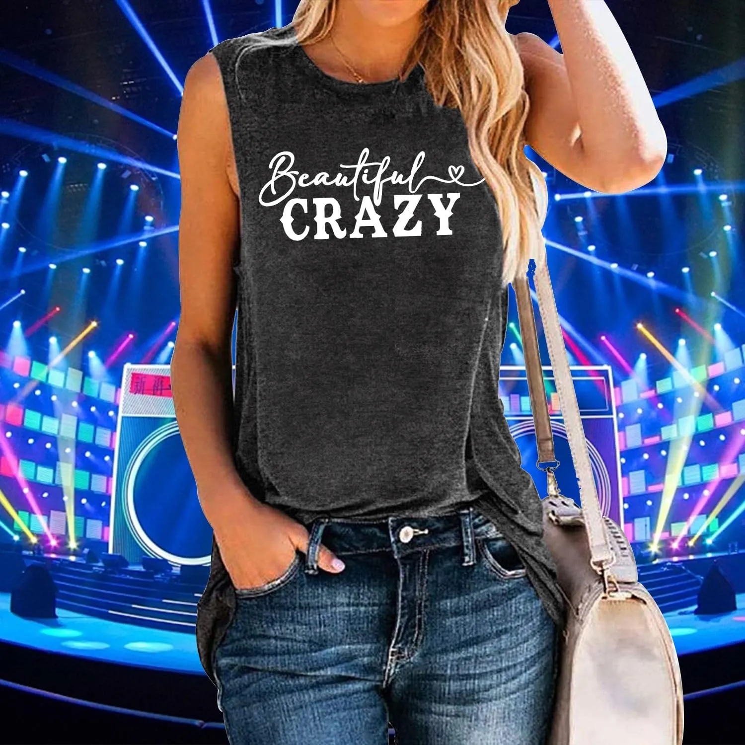 Womens Country Music Tank Tops Beautiful Crazy Shirts Girls Country Life Sleeveless Tops