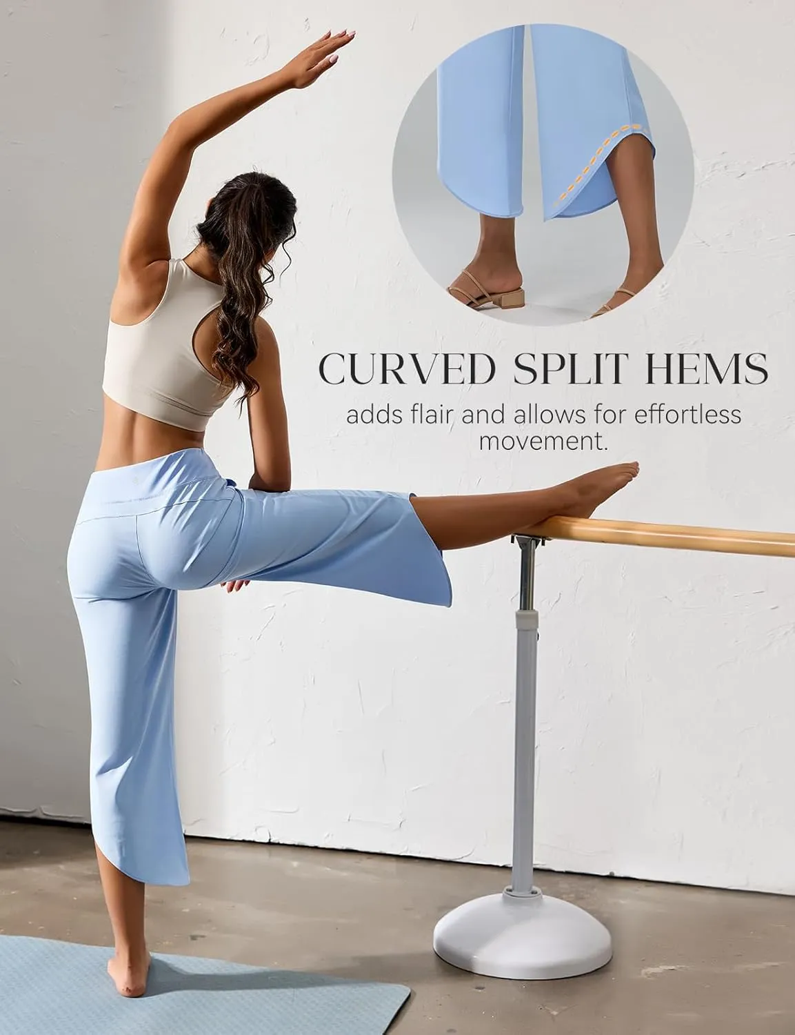 Women's Cross High Waist Wide Leg Cropped Pants Lightweight Dressy Casual Lounge Yoga Travel Trousers w Pockets