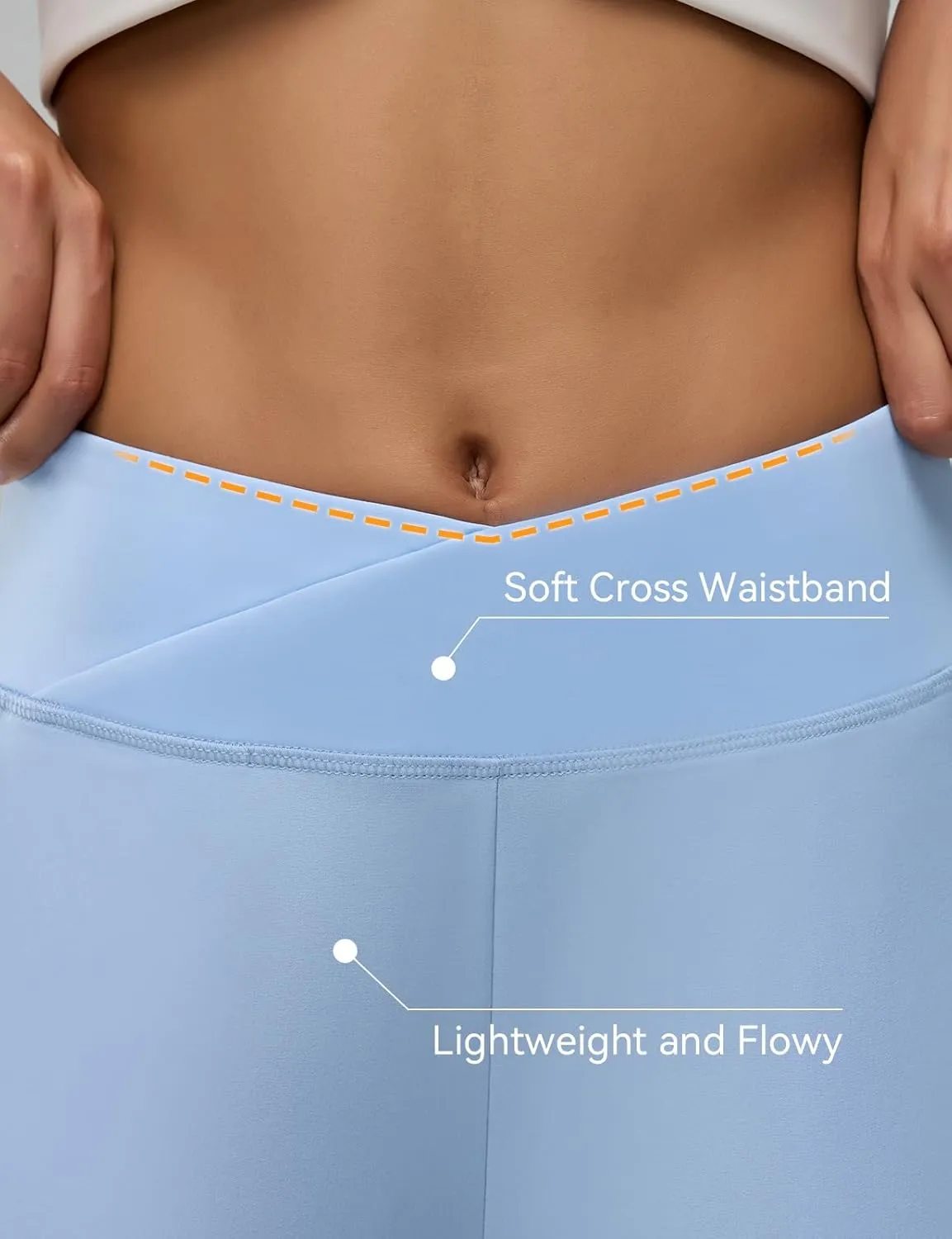 Women's Cross High Waist Wide Leg Cropped Pants Lightweight Dressy Casual Lounge Yoga Travel Trousers w Pockets