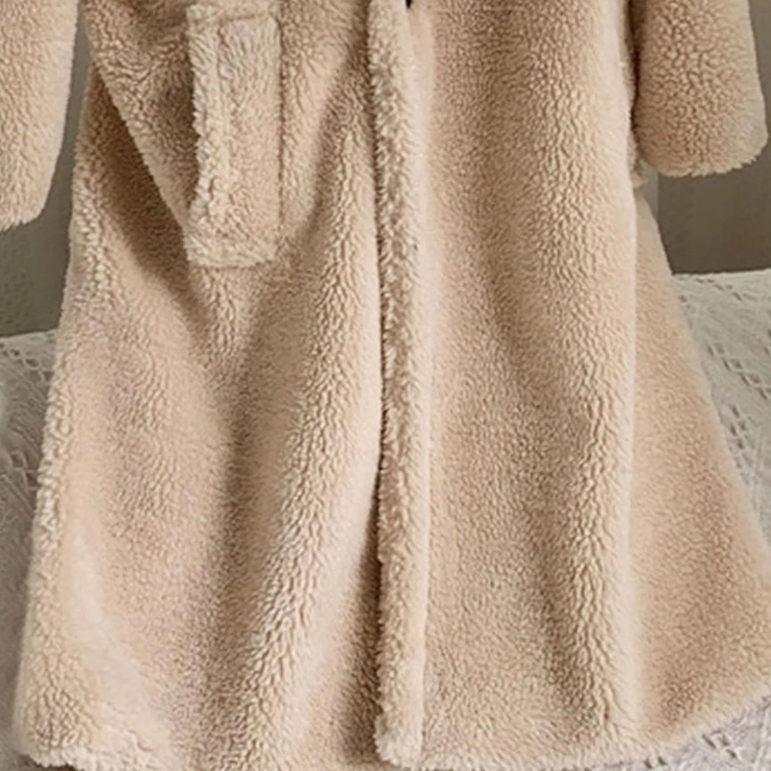 Women's Fleece Lapel Collar Trench Coat Open Front Long Cardigan Overcoat Winter Warm Outwear Jackets
