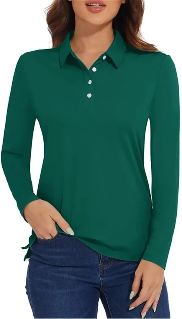 Women's Golf T Shirt Long Sleeve Polo Shirts Quick Dry Protection Lightweight Athletic Tennis Shirts