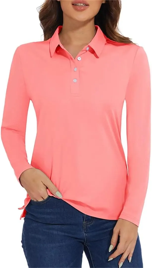 Women's Golf T Shirt Long Sleeve Polo Shirts Quick Dry Protection Lightweight Athletic Tennis Shirts