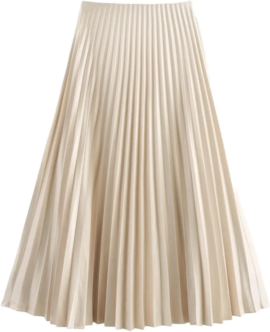 Women's High Waist Bottoms Pleated Party Skirt Ruffles Regular Fit Midi Skirt