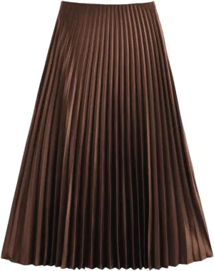 Women's High Waist Bottoms Pleated Party Skirt Ruffles Regular Fit Midi Skirt