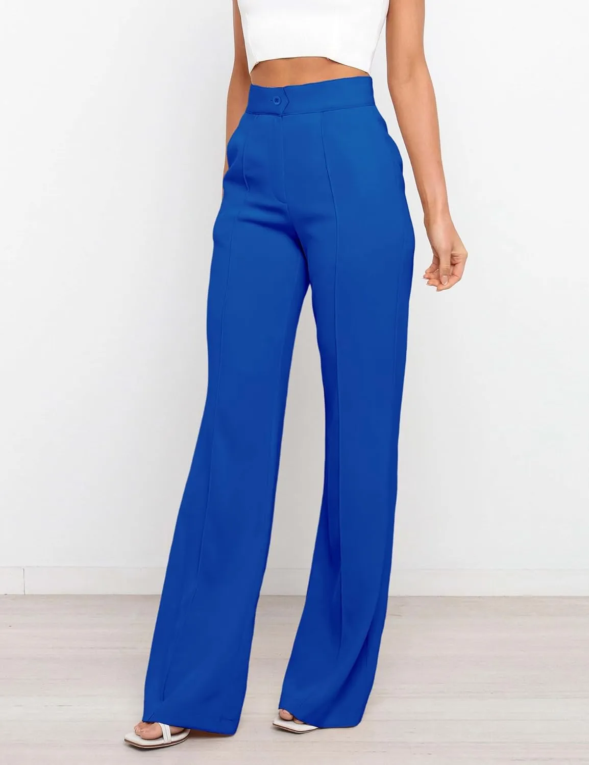 Women's High Waist Casual Dress Pants, Lightweight Wide Leg Long Trousers, Work Pants with Pockets for Women Office.