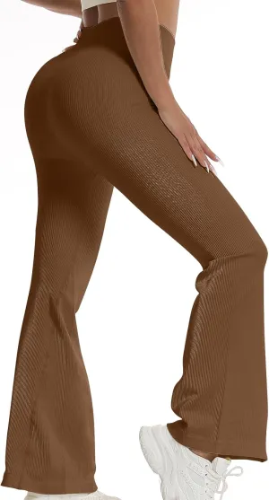 Women's High Waisted Flare Leggings, Bootcut Yoga Pants with Hip-Lifting, Tummy Control Wide Leg Workout Pants