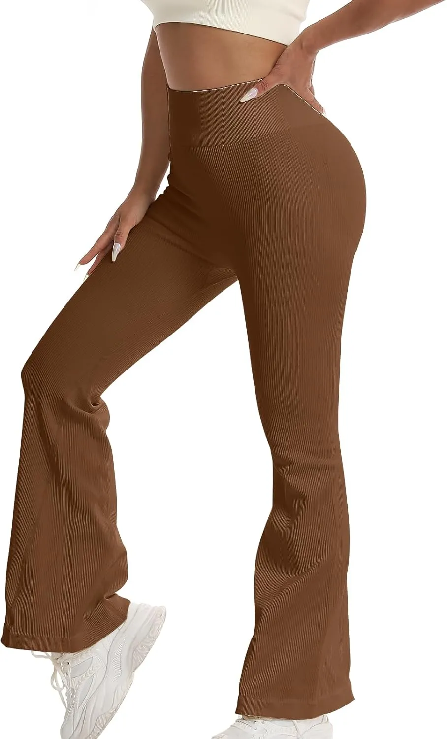 Women's High Waisted Flare Leggings, Bootcut Yoga Pants with Hip-Lifting, Tummy Control Wide Leg Workout Pants
