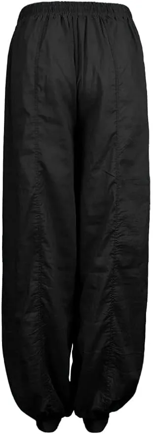 Womens Linen Blend Summer Y2K Streetwear Palazzo Lounge Pants Elastic Waisted Long Lounge Slim-Fit Pant