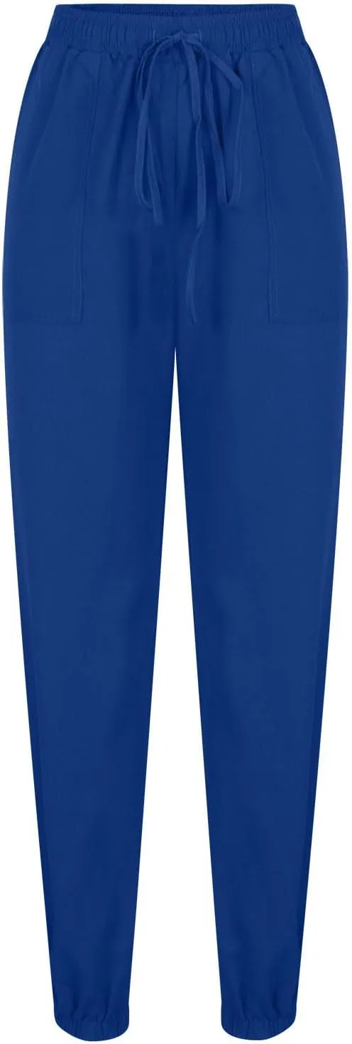 Womens Linen Pants 2025 Summer Casual Drawstring High Waist Loose Lounge Trousers Beach Summer Pant with Pockets