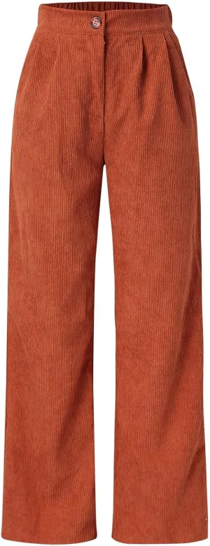 Women's Linen Summer Trendy Pants Elastic Waisted Stretchy Slim-Fit Palazzo Lounge Pants Office