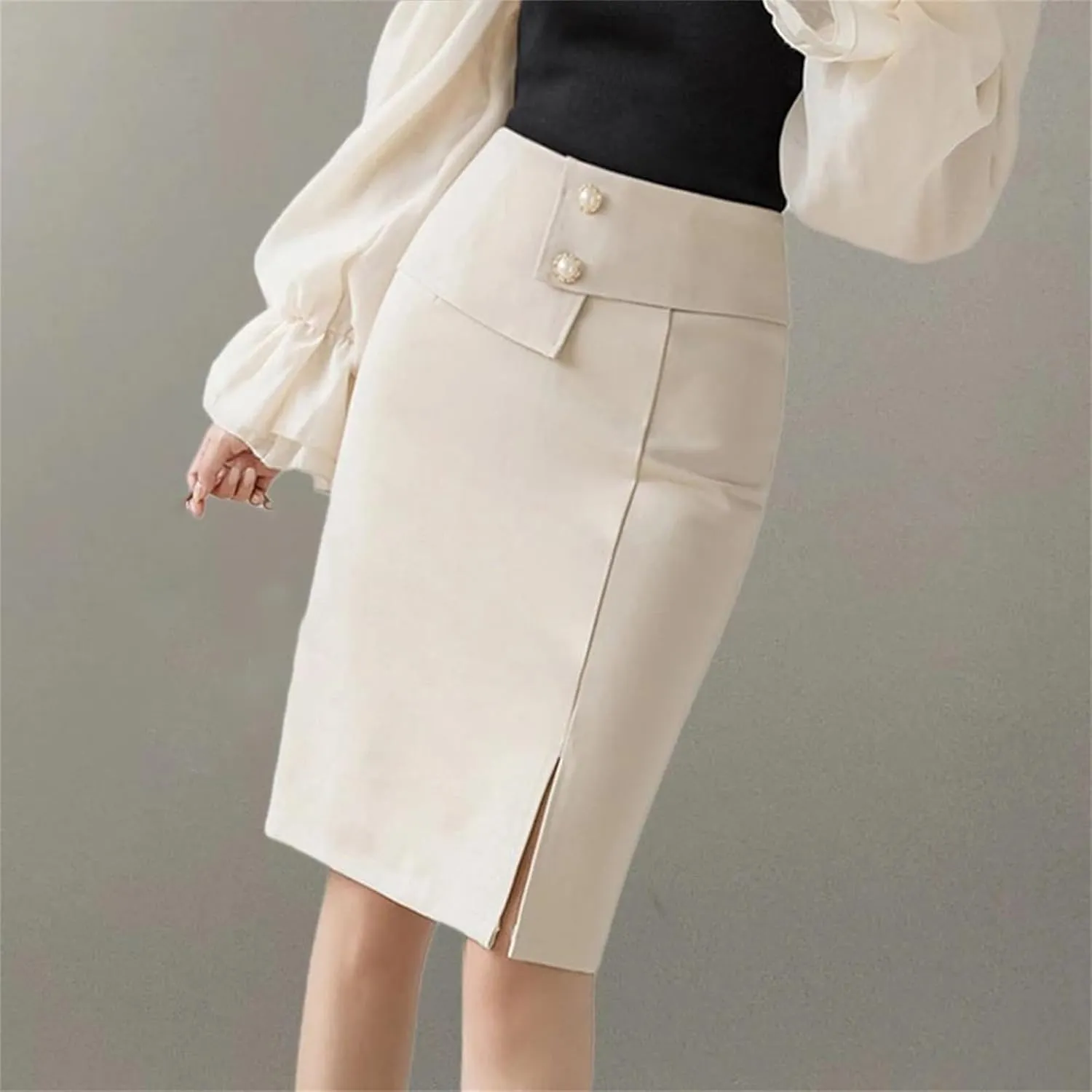 Women's Office Elegant Pencil Skirt  Knee-Length High Waist Hip-Wrap Casual Bottoms