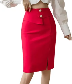 Women's Office Elegant Pencil Skirt  Knee-Length High Waist Hip-Wrap Casual Bottoms