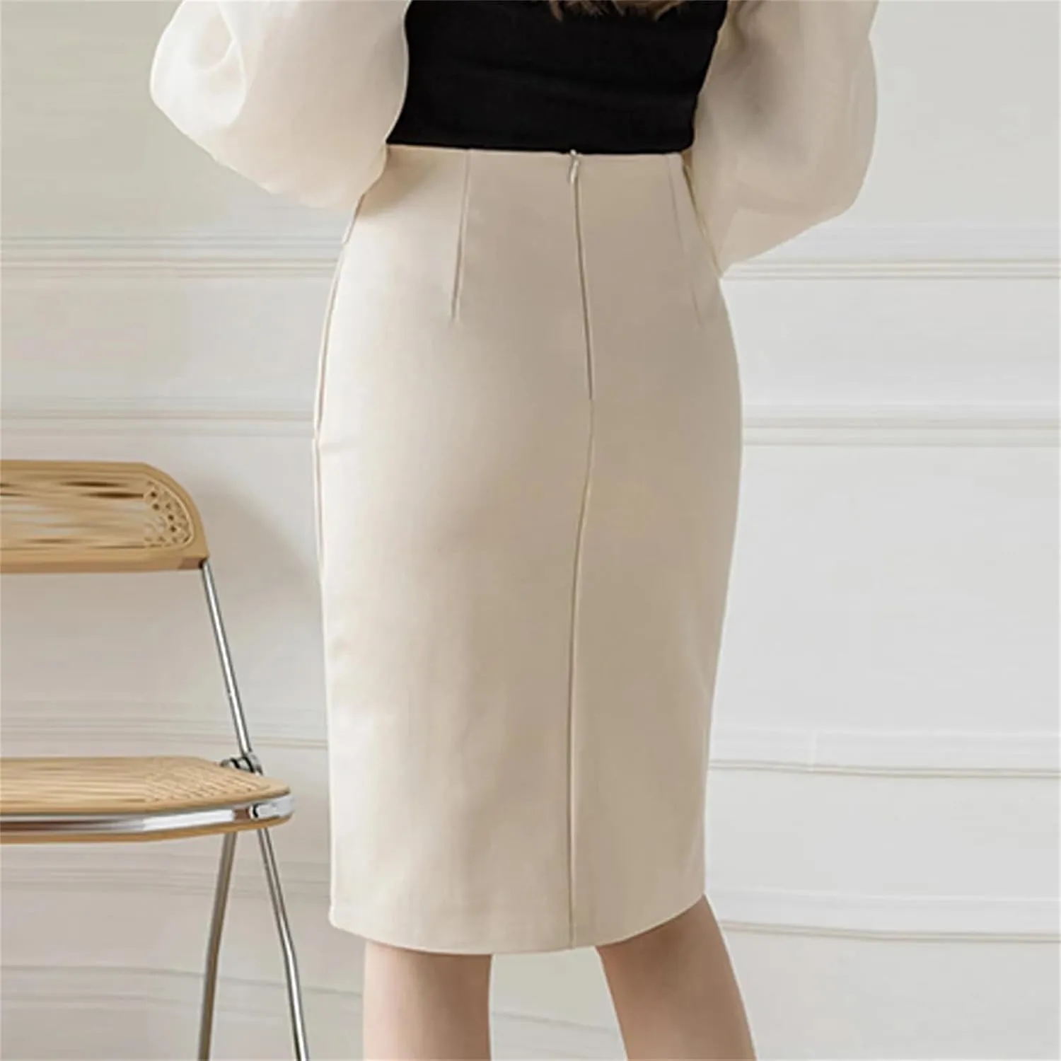 Women's Office Elegant Pencil Skirt  Knee-Length High Waist Hip-Wrap Casual Bottoms