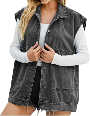 Women's Outerwear Vests New Denim Vest Camisole Summer Fashion Trend Denim Sleeveless Vest Outerwear Vest