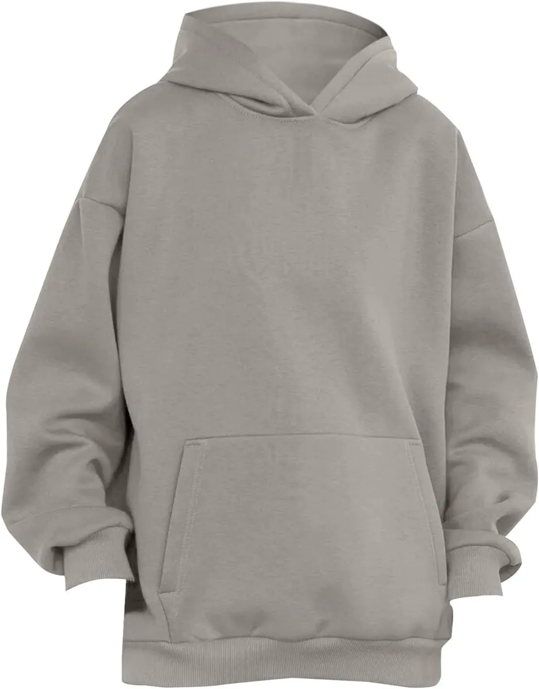 Womens Oversized Hoodie Fall Fashion 2024 Ribbed Cuffs Crewneck Sweatshirt Drop Shoulder Long Sleeve Tops With Pocket