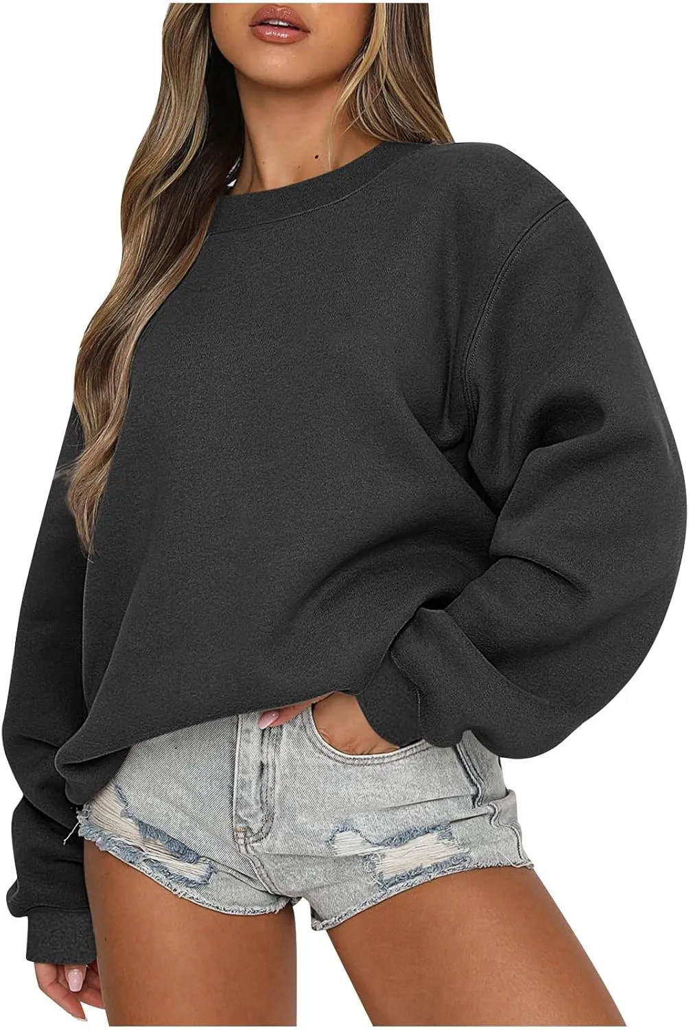 Womens Oversized Sweatshirt Long Sleeve Crewneck Sweatshirts 2023 Fall Fashion Clothes Casual Comfy Pullover Tops