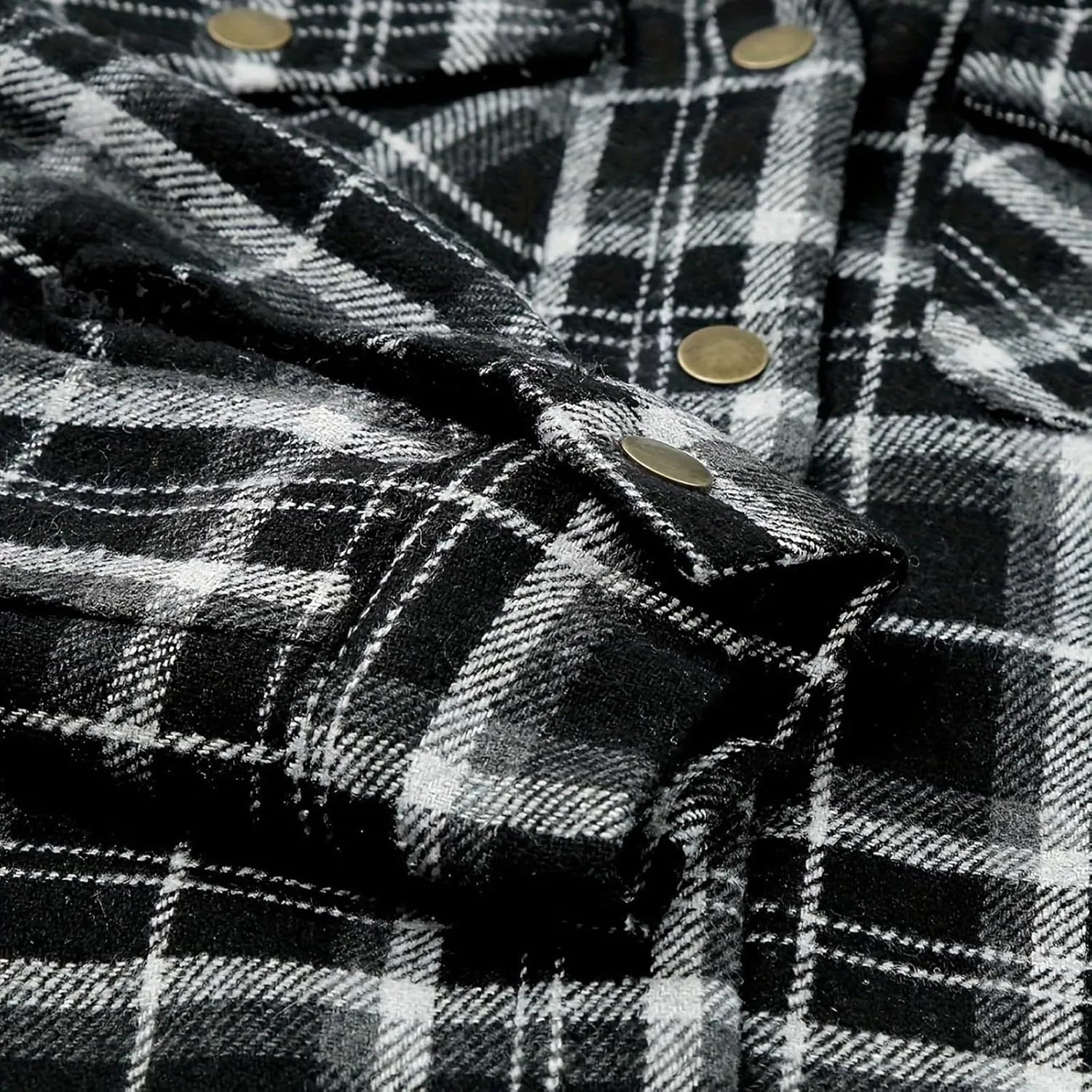 Womens Plaid Shacket Jacket Fuzzy Fleece Lined Coats Casual Long Sleeve Button Down Hooded Jackets Fall Winter Outfits