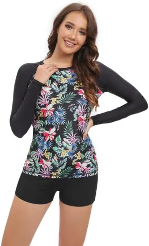 Women's Rash Guard UPF50  Sun Protection Swim Quick Dry Bathing Shirt Top for Woman Long Short Sleeve