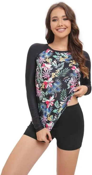 Women's Rash Guard UPF50  Sun Protection Swim Quick Dry Bathing Shirt Top for Woman Long Short Sleeve