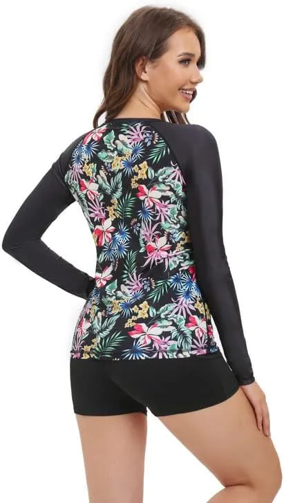 Women's Rash Guard UPF50  Sun Protection Swim Quick Dry Bathing Shirt Top for Woman Long Short Sleeve