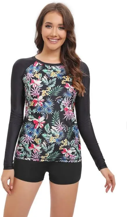 Women's Rash Guard UPF50  Sun Protection Swim Quick Dry Bathing Shirt Top for Woman Long Short Sleeve