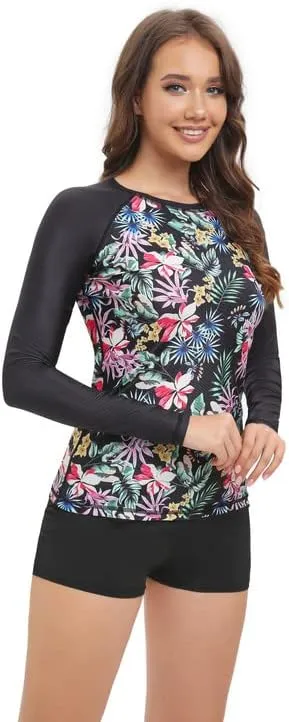 Women's Rash Guard UPF50  Sun Protection Swim Quick Dry Bathing Shirt Top for Woman Long Short Sleeve
