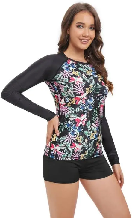 Women's Rash Guard UPF50  Sun Protection Swim Quick Dry Bathing Shirt Top for Woman Long Short Sleeve